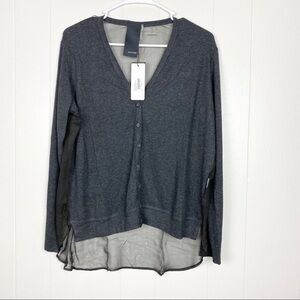 Heather | Charcoal Long Sleeve Silk Back Cardigan